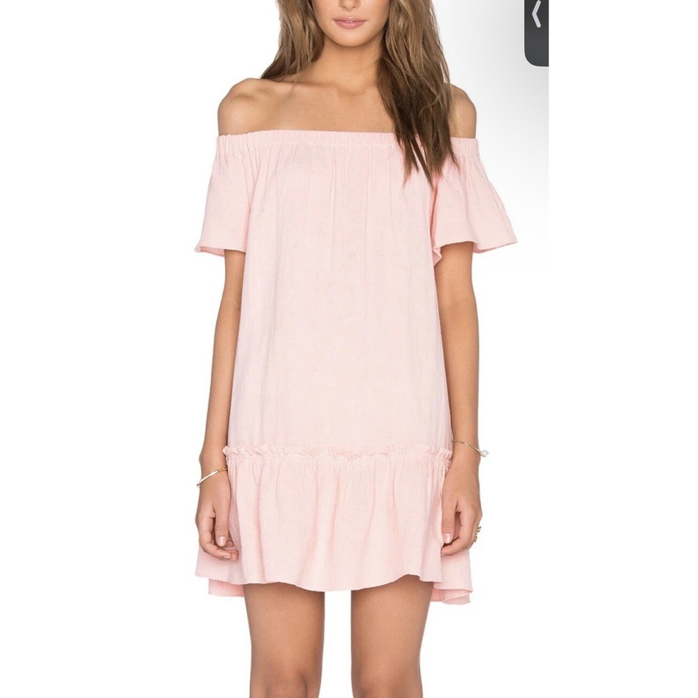 Rebecca Taylor Cotton Gauze Off The Shoulder Pink Pastel Mini Dress Size 2 NWOT